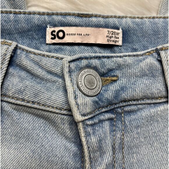 SO High Rise Straight Leg Jeans Light Denim Wash Size 28 - Picture 5 of 6